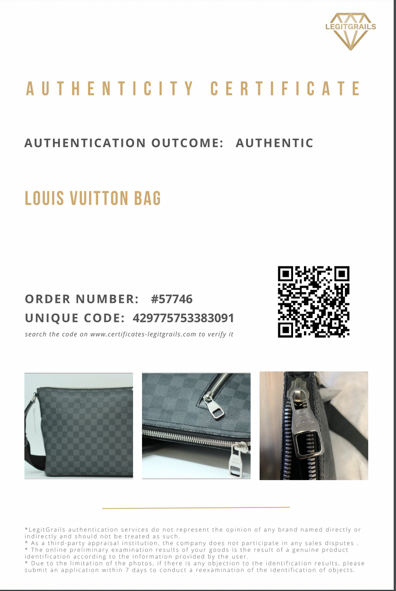 Authentic Louis Vuitton Mick PM Damier Graphite N41211 Interior Damaged  ALA560