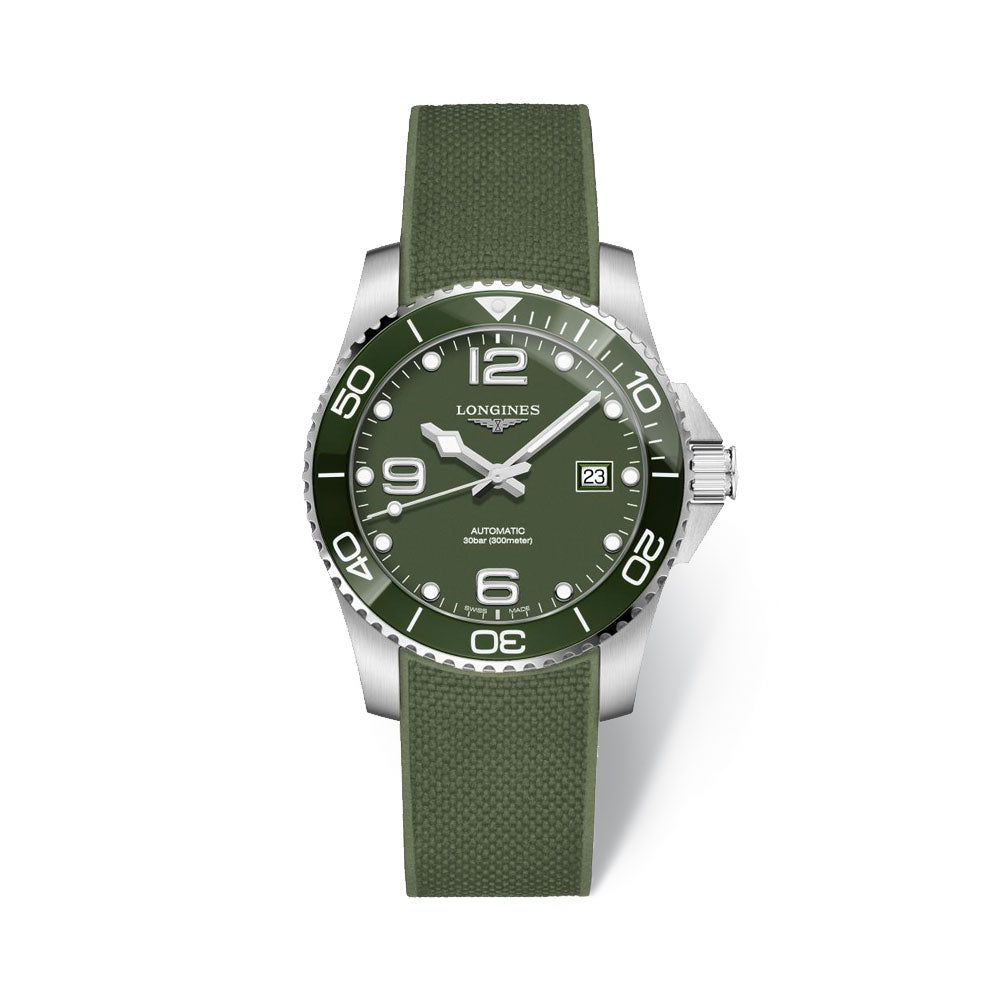 Longines Hydroconquest 41mm Green Dial on Rubber (New)