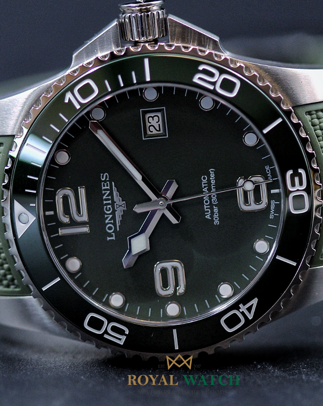 Longines Hydroconquest 41mm Green Dial on Rubber (New)